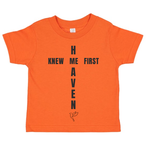 Christian Baby & Toddler Shirt – “Heaven Knew Me First” Cross Design – Faith-Based Unisex Tee, Religious Baby Gift