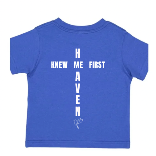 Christian Baby & Toddler Shirt – “Heaven Knew Me First” Cross Design – Faith-Based Unisex Tee, Religious Baby Gift