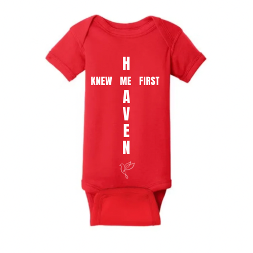 Christian Baby & Toddler Shirt – “Heaven Knew Me First” Cross Design – Faith-Based Unisex Tee, Religious Baby Gift