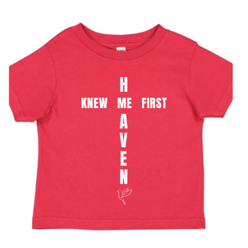 Christian Baby & Toddler Shirt – “Heaven Knew Me First” Cross Design – Faith-Based Unisex Tee, Religious Baby Gift
