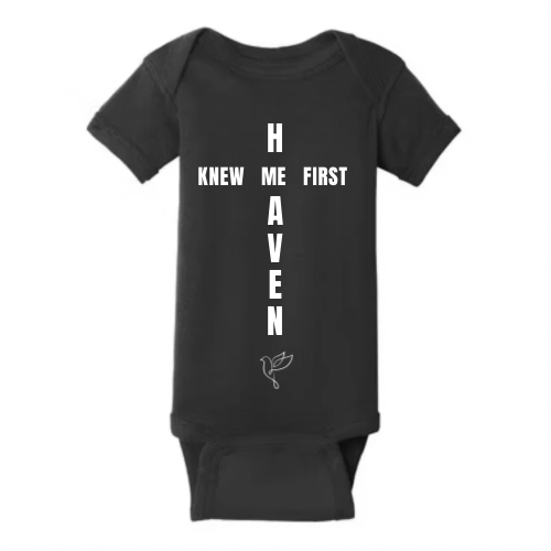 Christian Baby & Toddler Shirt – “Heaven Knew Me First” Cross Design – Faith-Based Unisex Tee, Religious Baby Gift